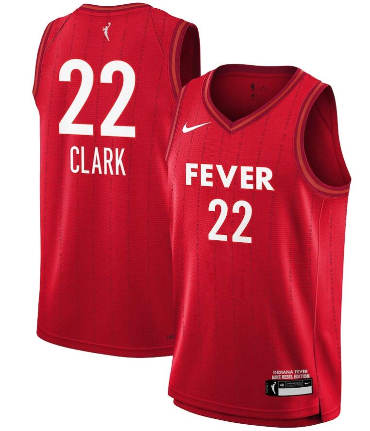 Men Indiana Fever #22 Caitlin Clark Nike  2024 WNBA Draft Rebel Edition Victory Red Jersey